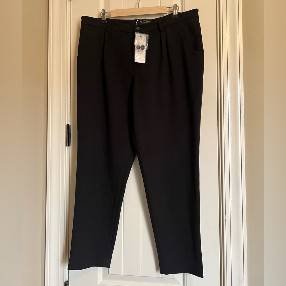 NWT Peruvian Connection Black Quincey Cropped Trouser Pants Size 14